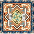 thumbnail image 1 of Metal Light Switch Plate Cover Blue Orange Mandala Star Tile Pattern TIL040, 1 of 13
