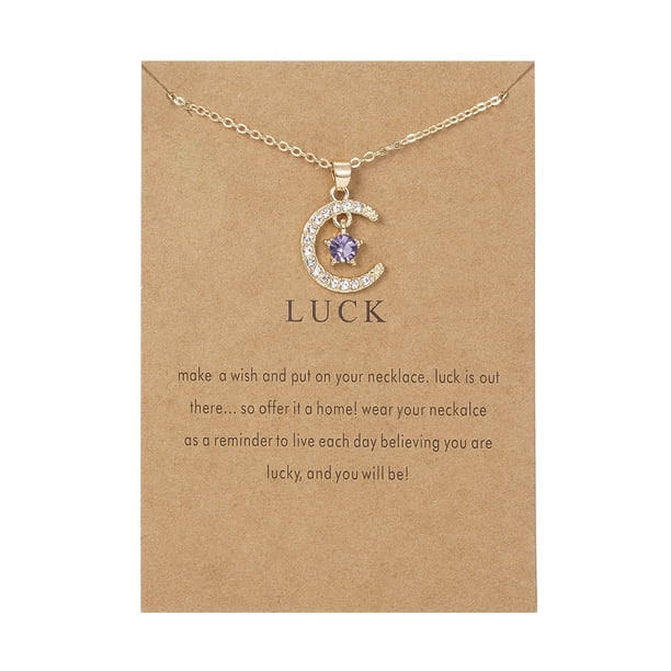 Xihbxyly oferta de hoy Collar con colgante de estrella y piedra natal de mes nuevo, tarjeta de papel, aleación de diamantes