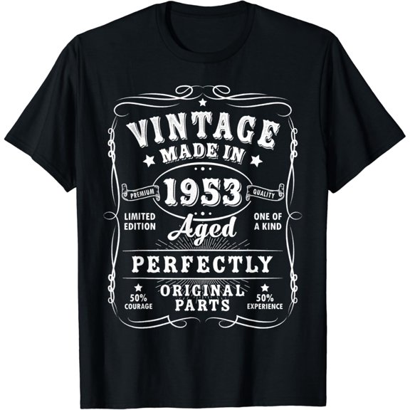 Vintage 70th Birthday Decorations Women Funny 1953 70 Birthday T-Shirt Black 2X-Large