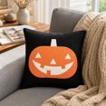 thumbnail image 4 of OutmaxHome Minimalist Pumpkin Pattern Throw Pillow Cover, Black Halloween Farmhouse Home Sofa Decor, 4 of 7