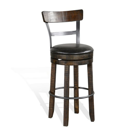 Sunny Designs Homestead 30" Swivel Barstool with Back in Tobacco Leaf (Set of 2)