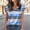 Blue C, variant on Womens Feather Print V Neck Cap Sleeve Blouse, Lightweight Flowy Bohemian Top, Wrinkle Free Plus Size S-5XL,Size S