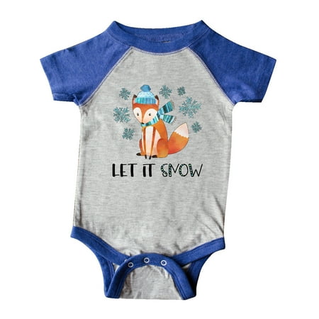 

Inktastic Let it Snow Cute Orange Fox in Hat and Scarf Gift Baby Boy or Baby Girl Bodysuit