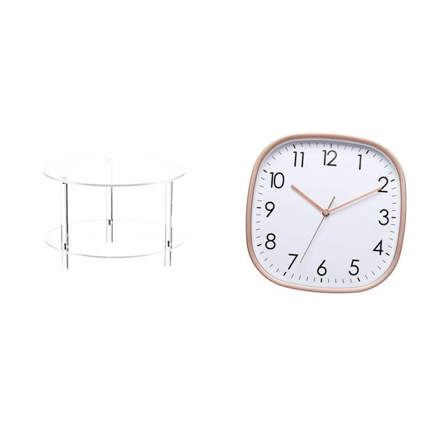 Mesa Auxiliar Acrílica Para Sala De Estar, Baño O Cualquier Espacio Del Hogar. Diseño Con Reloj Digital De Pared Colgante. Amplia Mesa Auxiliar Vintage De Bajo Ruido, Ideal Para Comedor O