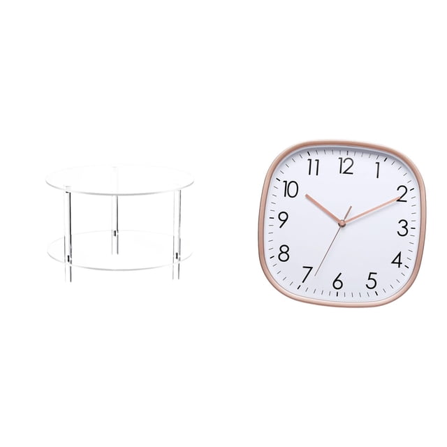 Mesa Auxiliar Acrílica Para Sala De Estar, Baño O Cualquier Espacio Del Hogar. Diseño Con Reloj Digital De Pared Colgante. Amplia Mesa Auxiliar Vintage De Bajo Ruido, Ideal Para Comedor O