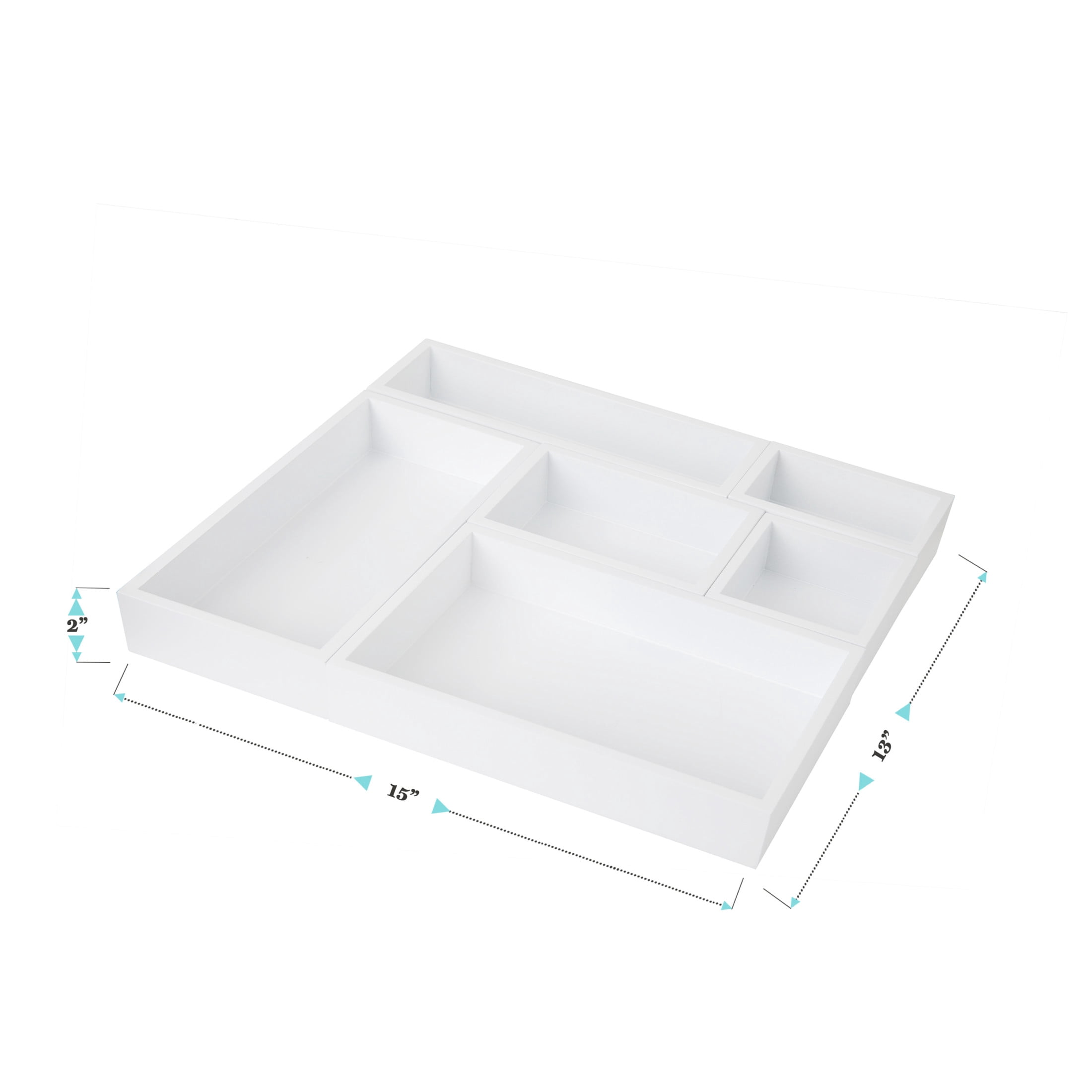 Martha Stewart Enzo 6 Piece Wooden Desk Drawer Organizer Set in White