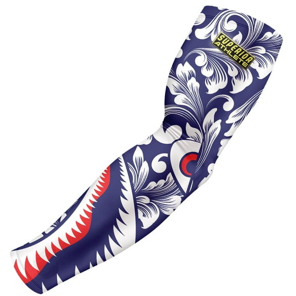 Shark Style Floral White on Navy Arm Sleeve