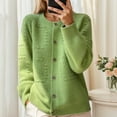 thumbnail image 2 of WMTBSRSW Fall Sweater for Women Trendy Jacquard Long Sleeve Shirts Sweater Casual Button Down Cardigan Sweater Solid Knit Going out Tops, 2 of 7
