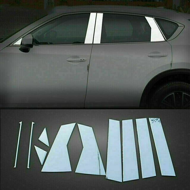 STEEL CHROME Pillar Posts Door Cover Mirrored Window Trim for Mazda CX-5 2017-21