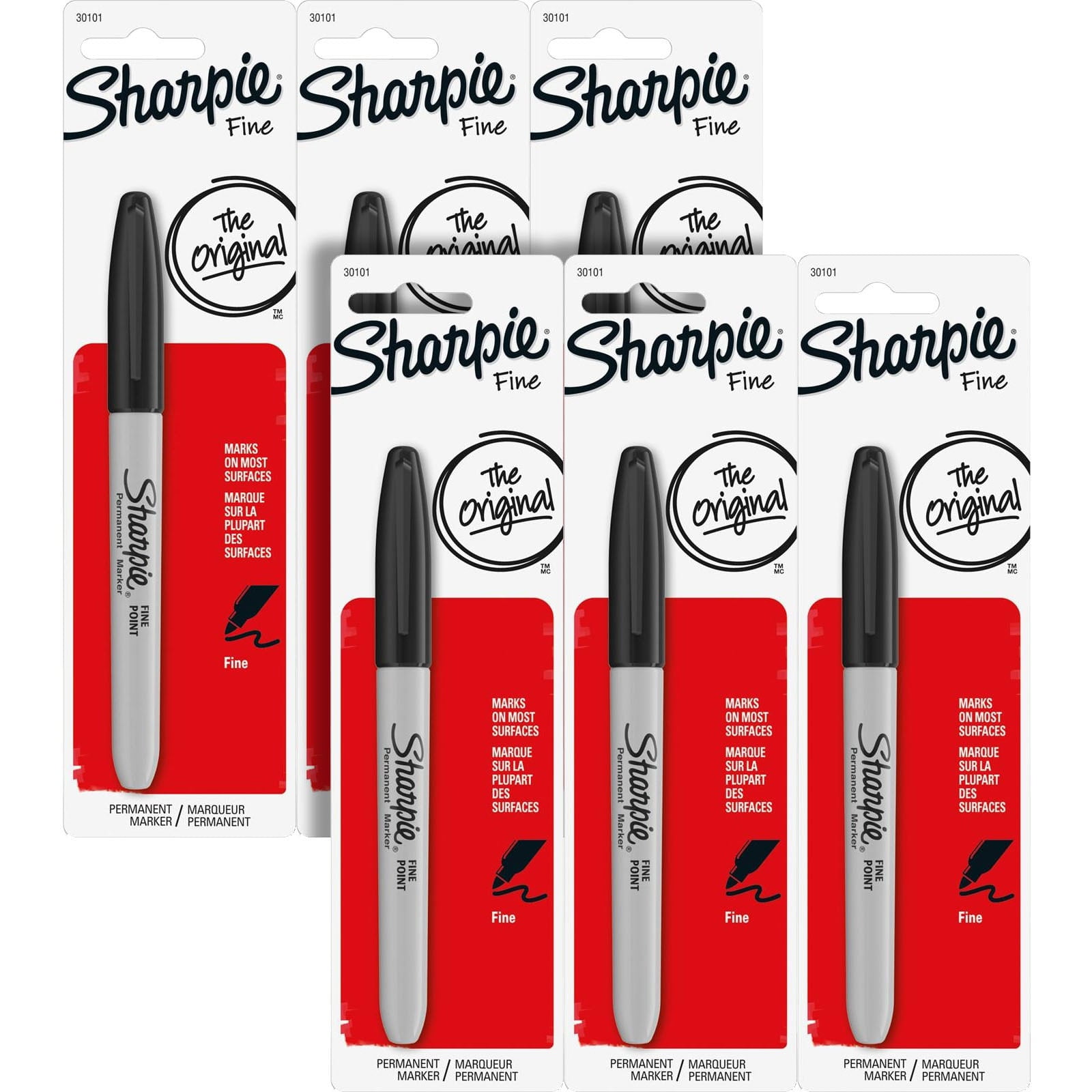 Sharpe Sharpie Permanent Fine Point Black Ink Marker (Pack of 6)
