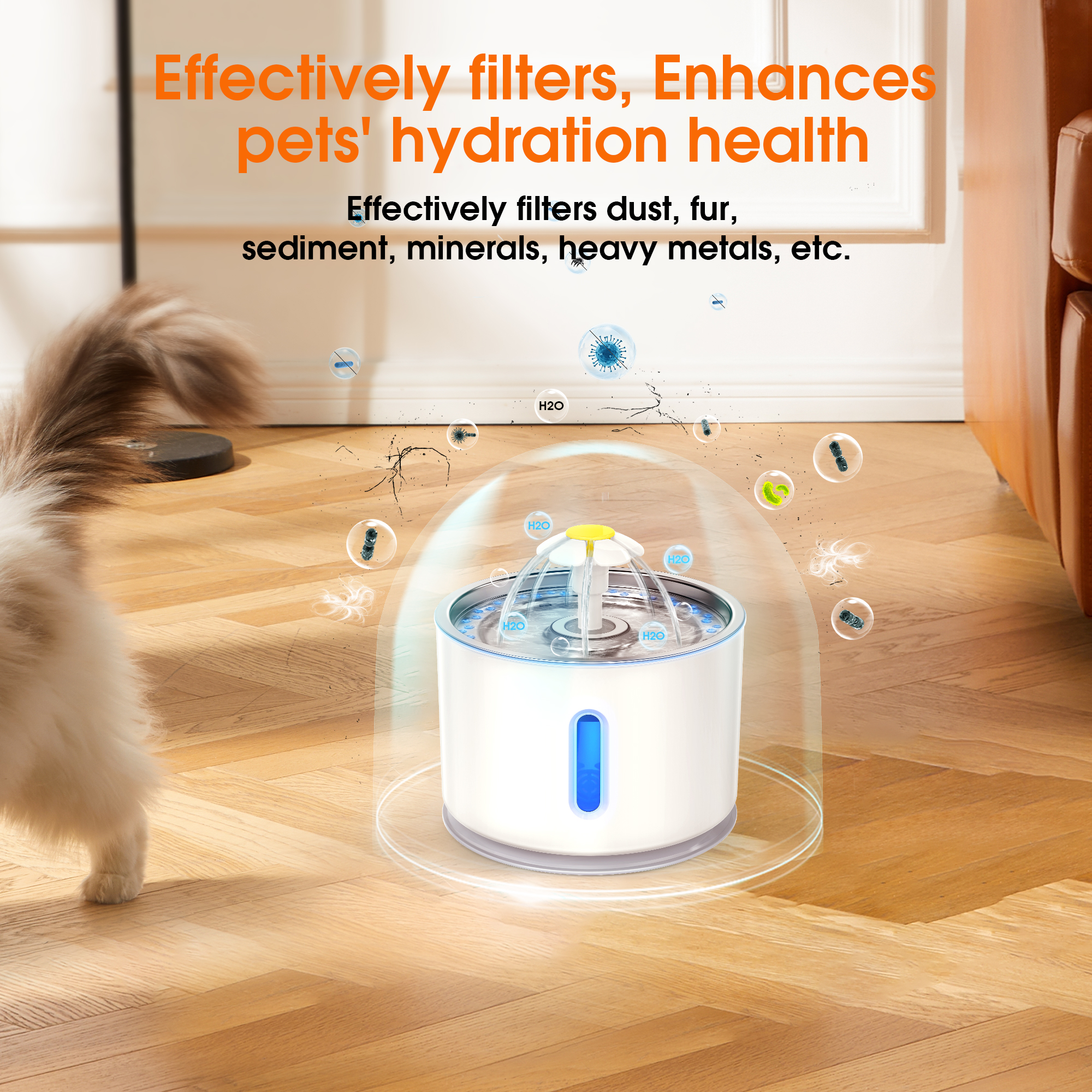 Qunler Cat Water Fountain, 80oz Stainless Steel photo 8