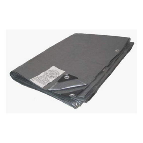 10' x 12' Silver Fire Flame Retardant Heavy Duty Tarp (Finished Size Approx. 9'6" x 11'6")