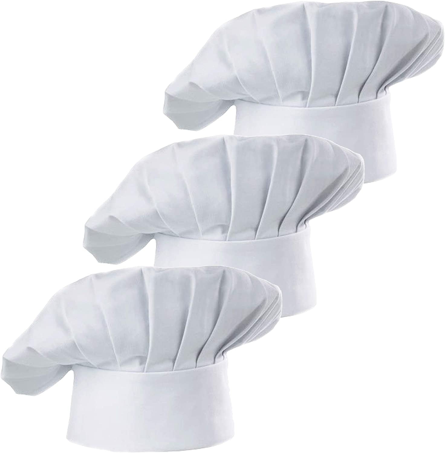 Black Chef Hat One Size Adult Adjustable Elastic 