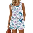 thumbnail image 2 of Iaqnaocc Two Piece Sets for Women Casual Short Sets for Women Vintage Floral Print Square Neck Sleeveless Womens Tops and Shorts Summer Outfits Matching Sets Women Clothing Blue M, 2 of 5