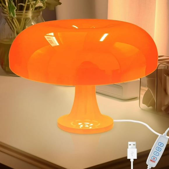 ERDS-Orange Mushroom Lamp for Room Decoration, Modern Lighting Fixture, 12.9-Inch, Suitable for Bedroom and Living Room (Orange)
