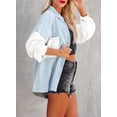 thumbnail image 3 of HOTAPEI Contrast Denim Jackets for Women Casual Boyfriend Jean Shacket Jacket Button Down Jean Jacket, 3 of 6