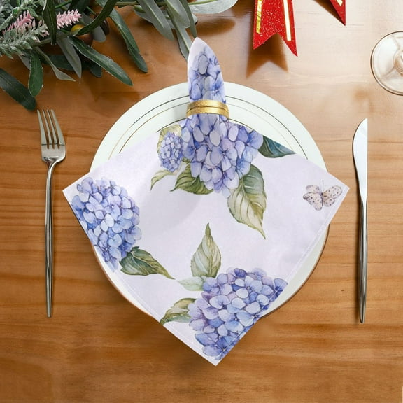 1 Pack 20'' x20" Satin Table Napkins Dinner Napkins for wedding Party Decoration events Blue Hydrangea