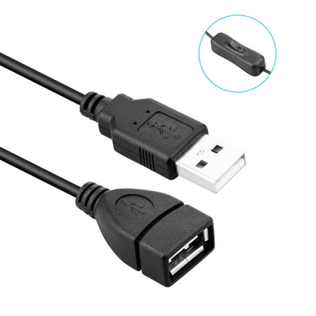 Male to Female USB Cable, EEEKit USB Power Extension Cable With ON/OFF Switch Easy Start / Reboot for Raspberry Pi & Arduino,