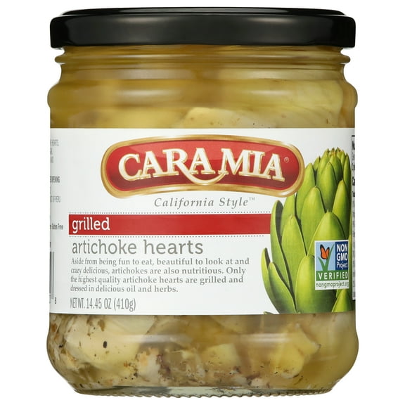 CaraMia Non-GMO Gluten-Free Grilled Artichoke Hearts in Oil and Herbs, 14.45 oz Can