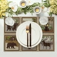 thumbnail image 3 of mubwai Vintage Bear Deer Placemats Rustic Wildlife Moose Forest Animal Cabin Lodge Lake Pine Cone Heat-Resistant Linen Table Place Mats Set of 4 for Dining Kitchen Country Camp Style Farmhouse Decor, 3 of 8