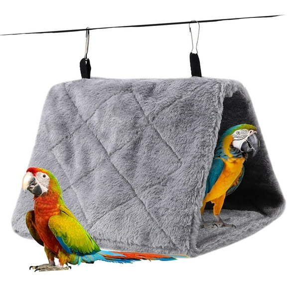 Xekoro Warm Bird Nest House, Bird Bed for Cage Accessories, Parakeet Toys Hammock, Plush Parrot Hanging Hut Tent for Conure Cockatiel Lovebird Cockatoo