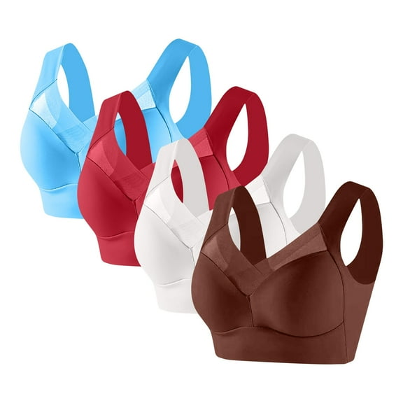 Censtreet 4PCS Seamless Wireless Bra for Women with Support - No Underwire Full Coverage Push Up Comfort Bras