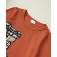 thumbnail image 4 of 12 Months Baby Boys Clothes 18 Months Boys 2PCS Fall Winter Outfits Set Cute Bear Print Toddler Boys Long Sleeve Round Neck Top Pants Set Brown, 4 of 8