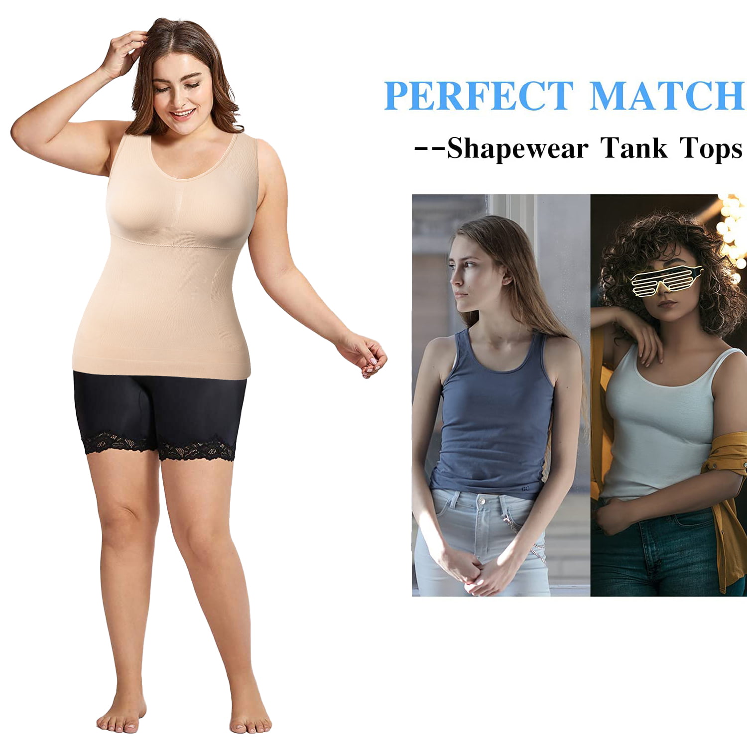 COMFREE Women's Cami Shaper Plus Size with Built in Bra