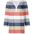 thumbnail image 3 of Women's 3/4 Length Sleeve Tops Button Henley Raglan V Neck T Shirts Fashion Print Clothes Shirts Casual Blouses, 3 of 4