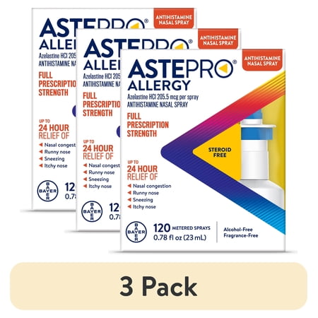 (3 pack) Astepro Allergy Medicine, Steroid Free Azelastine Nasal Spray Antihistamine, 120 Metered Sprays