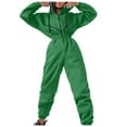 thumbnail image 4 of Women's Two Piece Sets Casual Hoodie Zipper Drawstring Jacket Outerwear and Elastic Pencil Pants Fall Winter Tracksuit Denim Jumpsuit Women Womens Pantsuits for Wedding Guest Spandex Jumpsuit for, 4 of 8