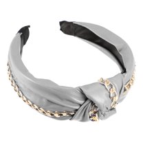 Unique Bargains 1 Pcs Women Knotted Headbands Fashion Vintage Knotted PU Leather Hair Hoop Hair Accessories Silver Tone