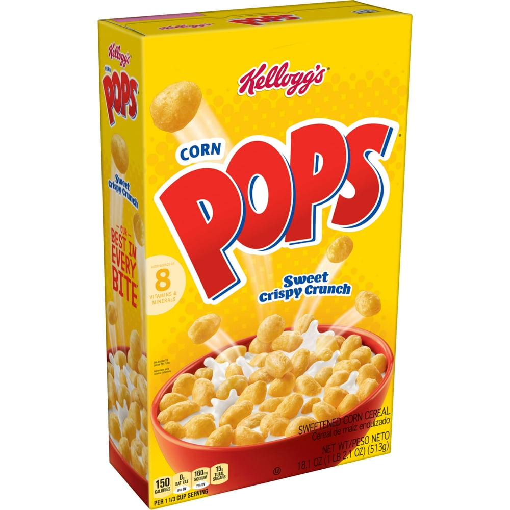 Kellogg's Corn Pops Breakfast Cereal, Good Source of 8 Vitamins and