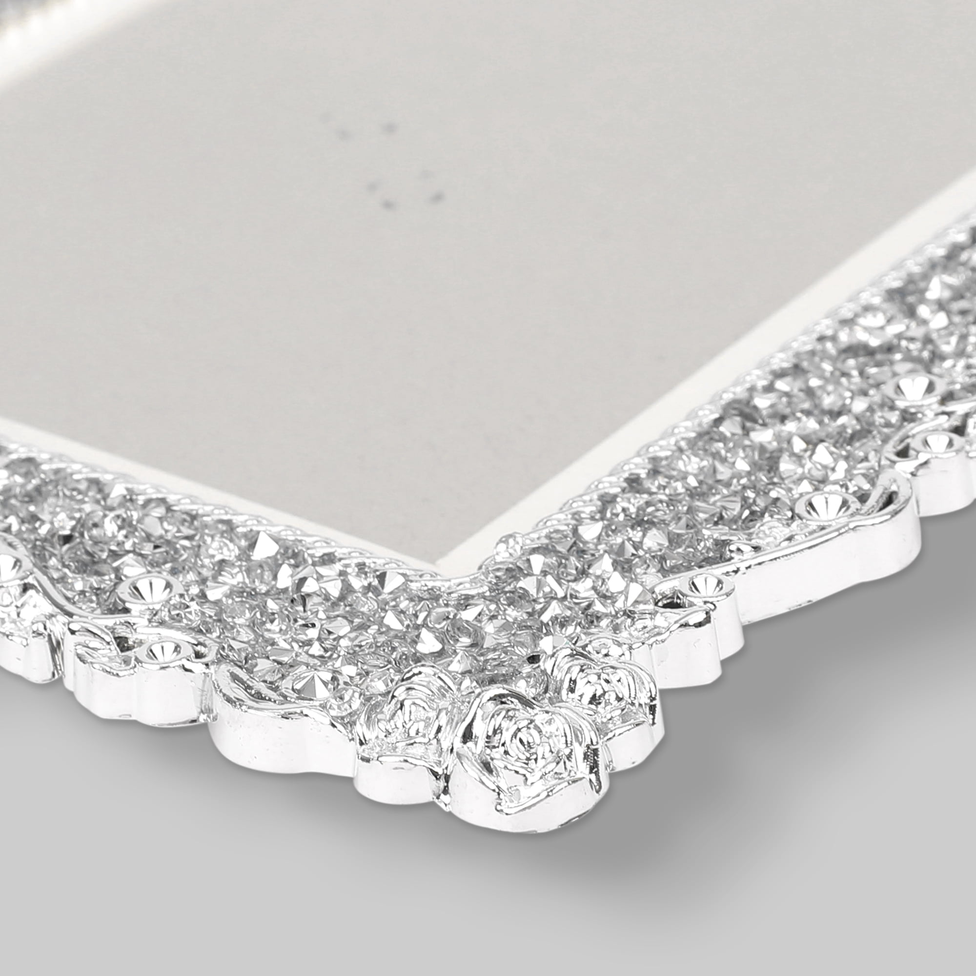 Unique Bargains Plated Picture Frame with Crystal Photo Frames Silver Oval Shape Silver Rectangle 4x6/8x10