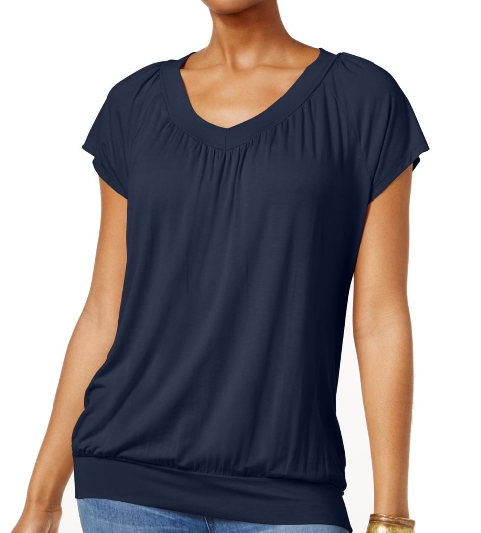 JM Collection Womens Top Plus Knit Banded Hem V neck XXL Walmart