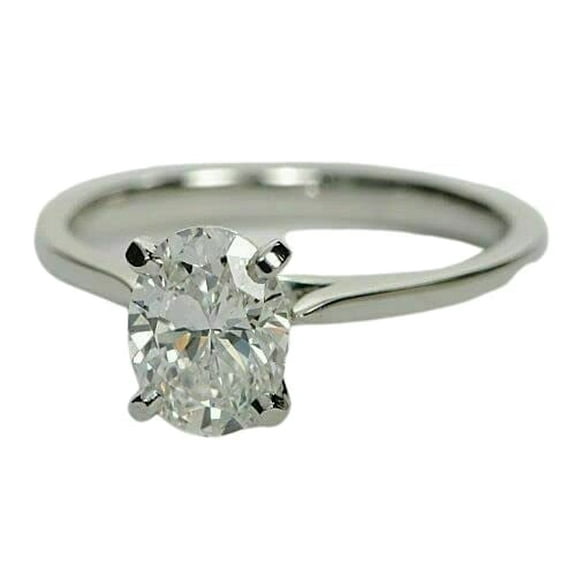HeartsAndYou 1ct Oval Cut Moissanite Classic Solitaire Engagement Ring for Women 18k White Gold Over Silver