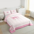 thumbnail image 4 of Homewish Initial Letter M Queen Comforter Set,Cute Cartoon Bow Bedding Sets,Pink Bowknot Bedding Comforter Set For Girl,Breathable Bedroom Decoration Reversible,3-Piece, 4 of 9