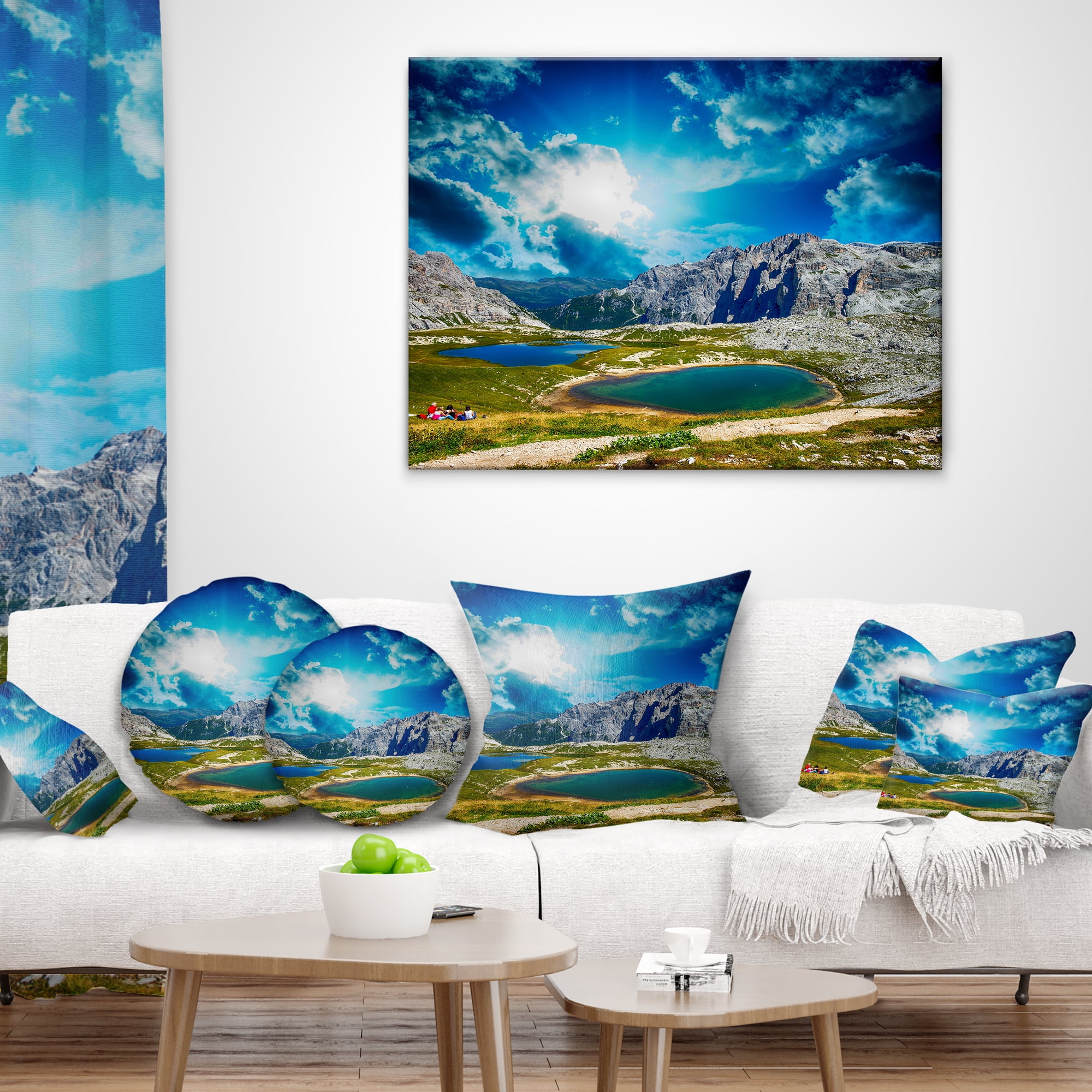 Designart Sunset over Alpine Lakes - Landscape Photography Throw Pillow - 12x20