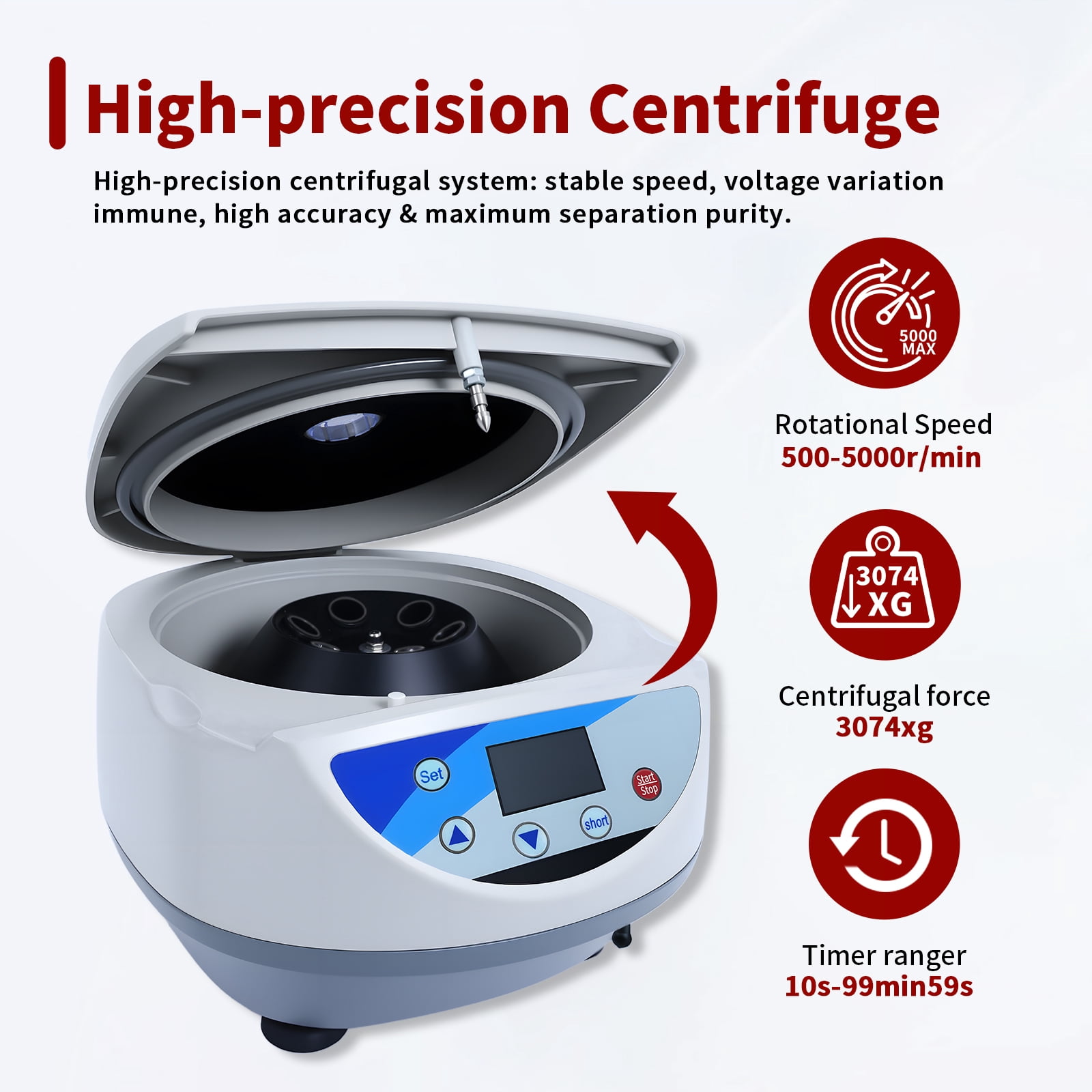 Lab PRP Benchtop Centrifuge with LCD Display, LCD Digital Desktop Lab Centrifuge Lab Centrifuges, for Industrial Mfg&Others Impurity Separation