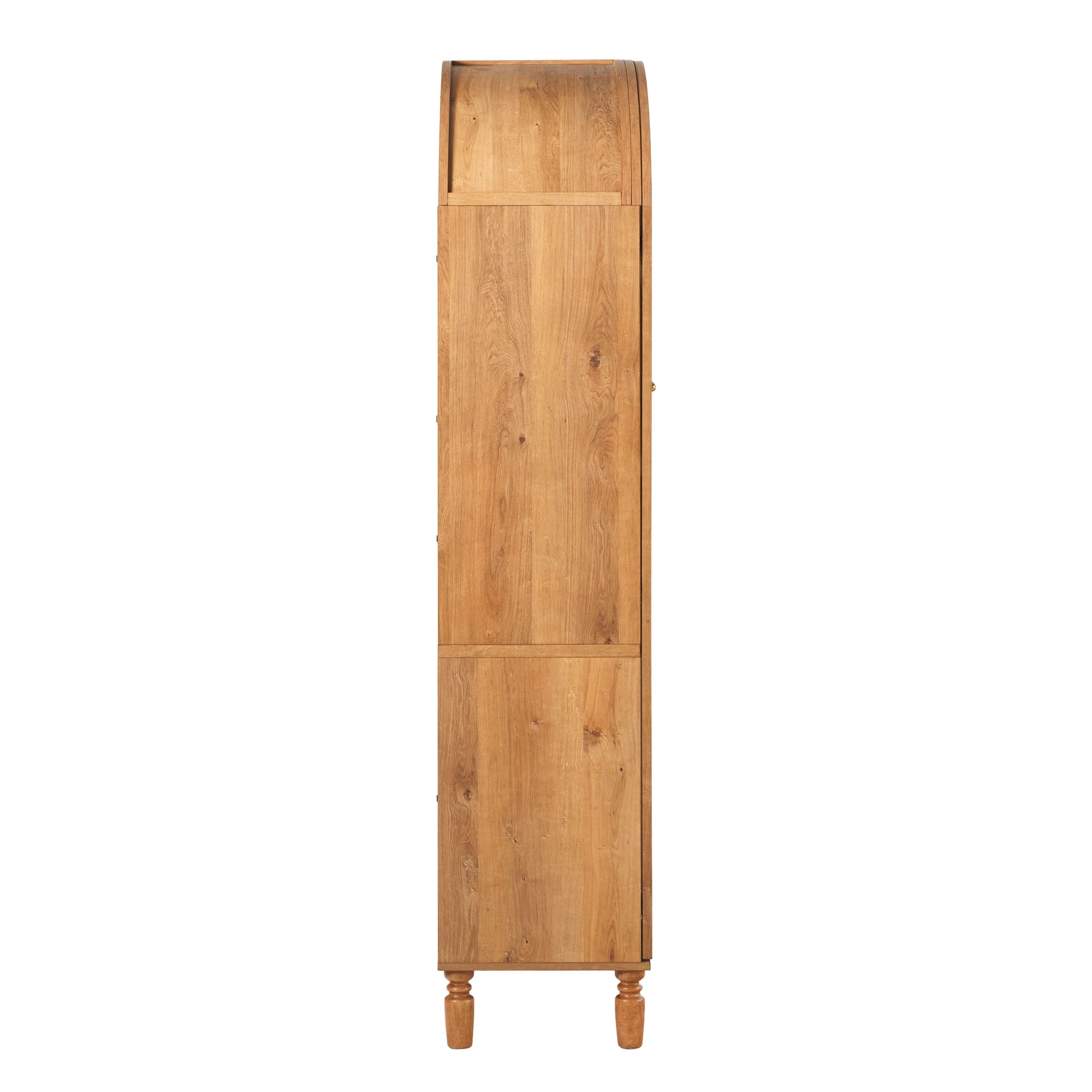 Walker Edison Modern Arched Bookshelf Tall Glass Door Cabinet with Inner Drawers, English Oak