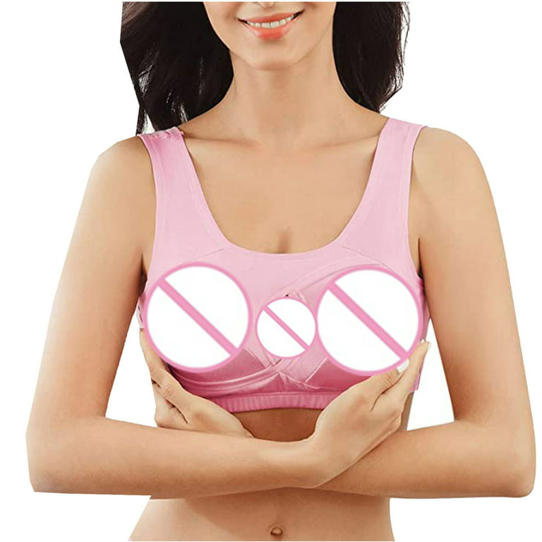 Odeerbi Lounge Bras for Women 2024 Breathable Sleep Yoga Cotton Bra Tank  Underwear Pink 