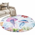 thumbnail image 2 of Round Area Rug 4ft,Sea Jellyfish Colorful Coral Washable Carpet Non-Slip Runner Accent Rugs Indoor Floor Mat for Bedroom Living Room Decor,Ocean Shell Starfish, 2 of 9