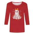 thumbnail image 4 of FDGIU Halloween Shirts for Women Women's Fashion Tees Casual Crewneck 3/4 Sleeve Loose T Shirt Ladies Blouses Shirts Spooky Season Graphic, 4 of 4