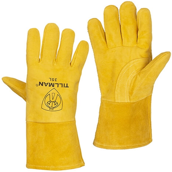 Tillman 35 Top Grain Deerskin Foam Lined Thumb Strap MIG Welding Gloves, Large
