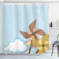 thumbnail image 1 of Vintage Rainbow Shower Curtain, Fantastic Blue Sky with Clouds Stars Dandelion Seeds and Two Pinwheels, Fabric Bathroom Set with Hooks, 69W X 84L Inches Extra Long, Multicolor, by Ambesonne, 1 of 3