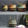 thumbnail image 4 of Anvazise Folding Straw Wicker Storage Basket Handle Garden Flower Pot Planter Laundry Bag Black XL, 4 of 13