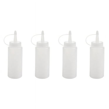4X Plastic Squeeze Bottle Condiment Dispenser Ketchup Mustard Sauce Clear White 6Oz