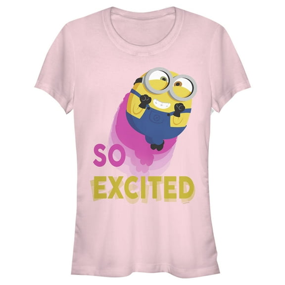 Junior's Minions: The Rise of Gru Bob So Excited  Graphic Tee Light Pink Medium
