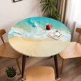 thumbnail image 5 of Ocean Summer Sunlight Elastic Fitted Round Table Cover Seawater Blue Wave Beach Waterproof Outdoor Tablecloth for Holiday Party, Picnic, Patio & Dining Fits Tables Up to 45"-54", 5 of 8