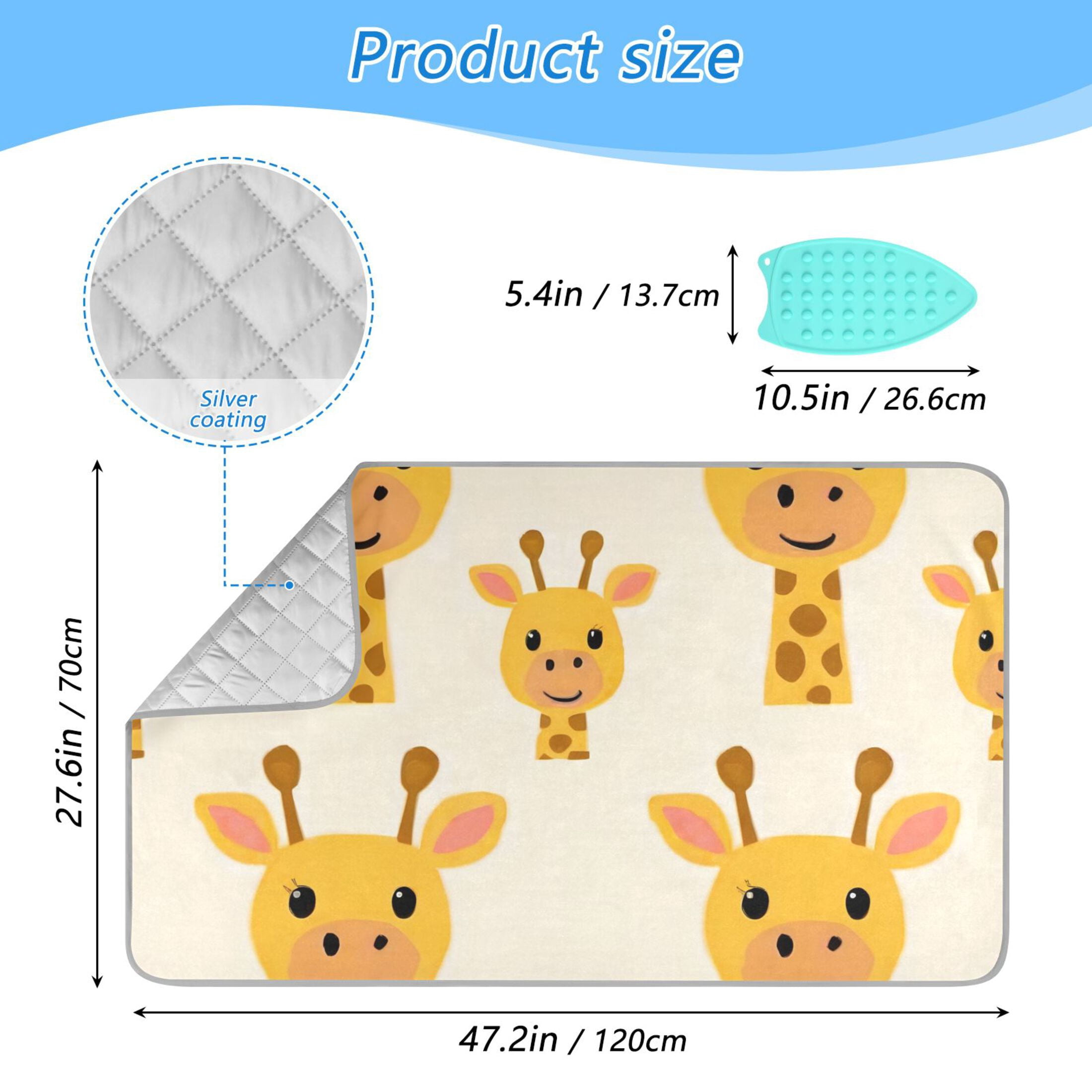Cute Giraffes Faces Cartoon Ironing Mat Blanket Portable Travel Ironing Pad Heat Resistant Pad 47.2" x 27.6”